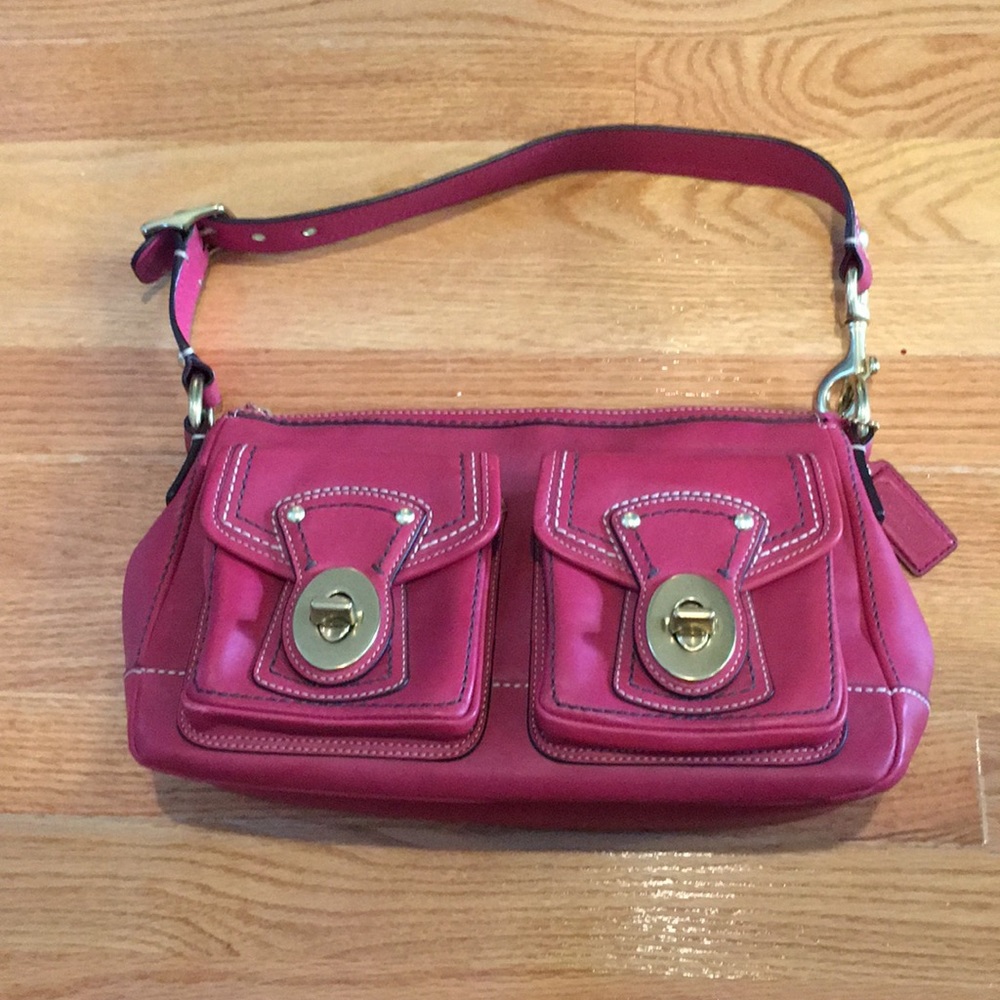 Coach Nantucket Red Leather Shoulder Bag